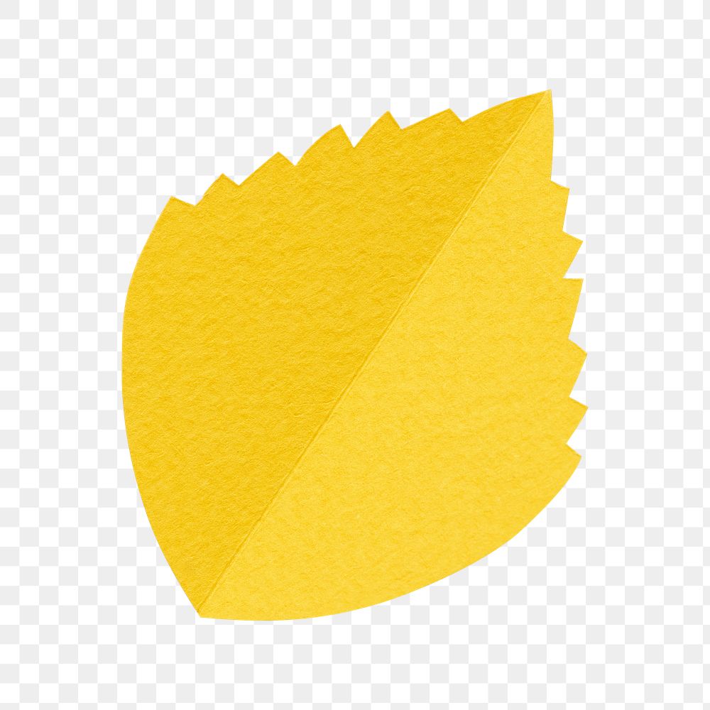 Yellow leaf png sticker, transparent background