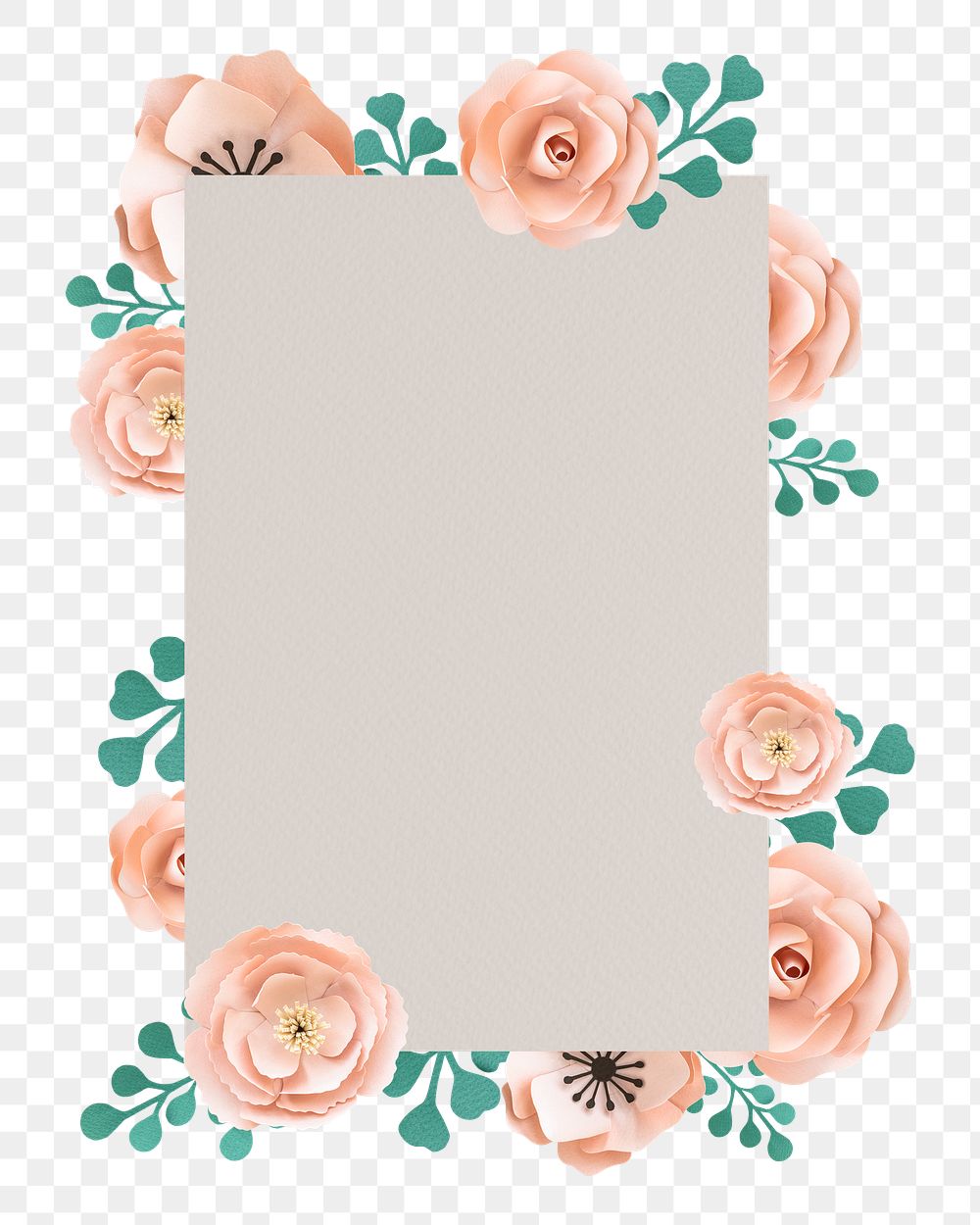 Flower frame png element, transparent background