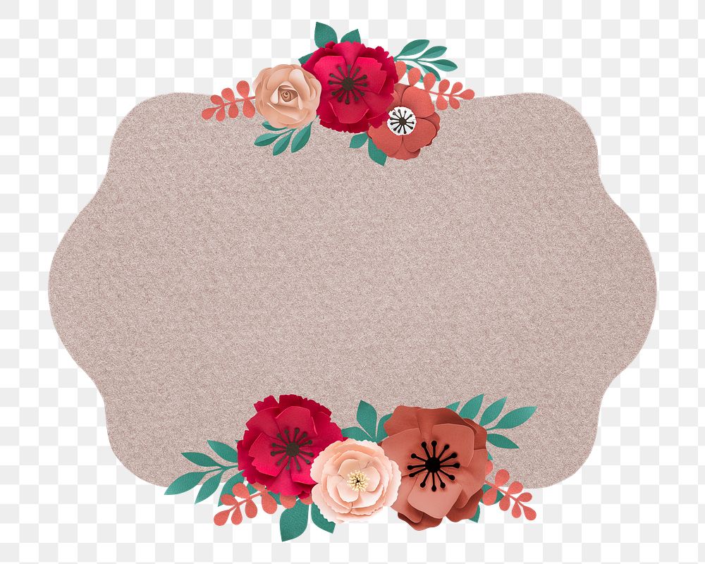 Flower frame png element, transparent background