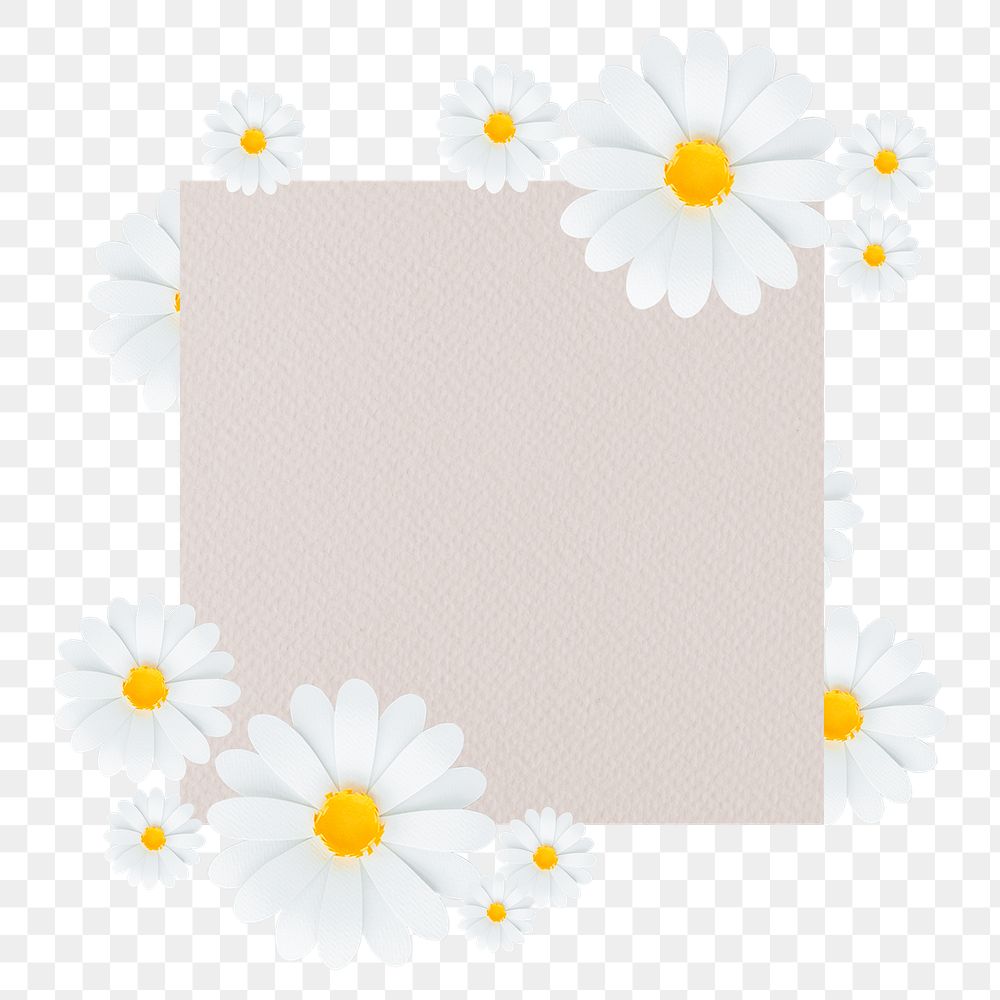 Daisy frame png element, transparent background