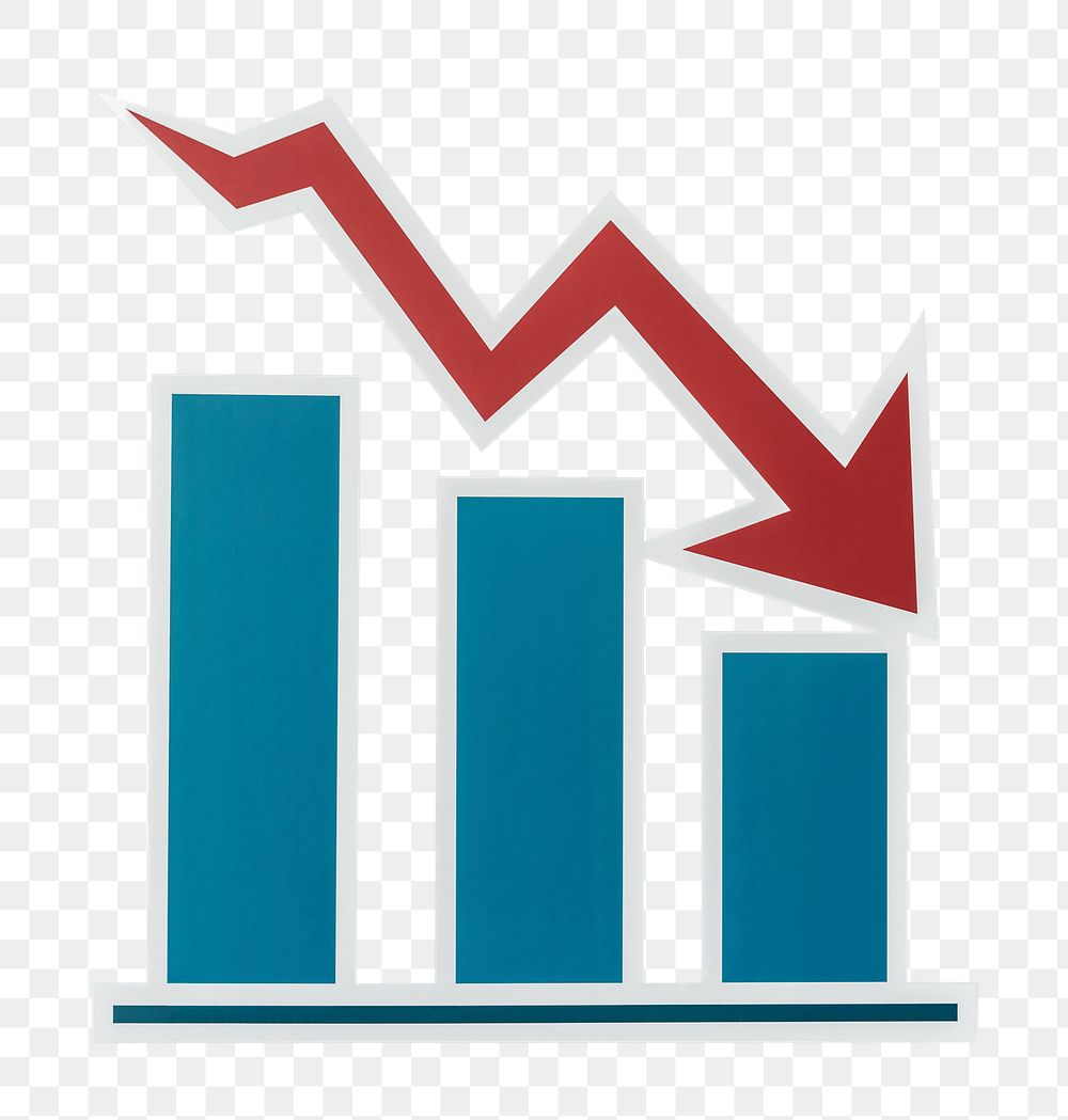 PNG Declining business report bar chart sticker transparent background