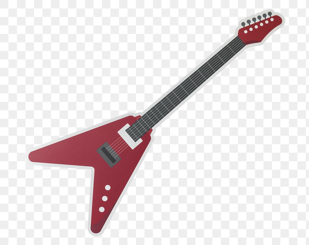 PNG  red electric guitar sticker transparent background