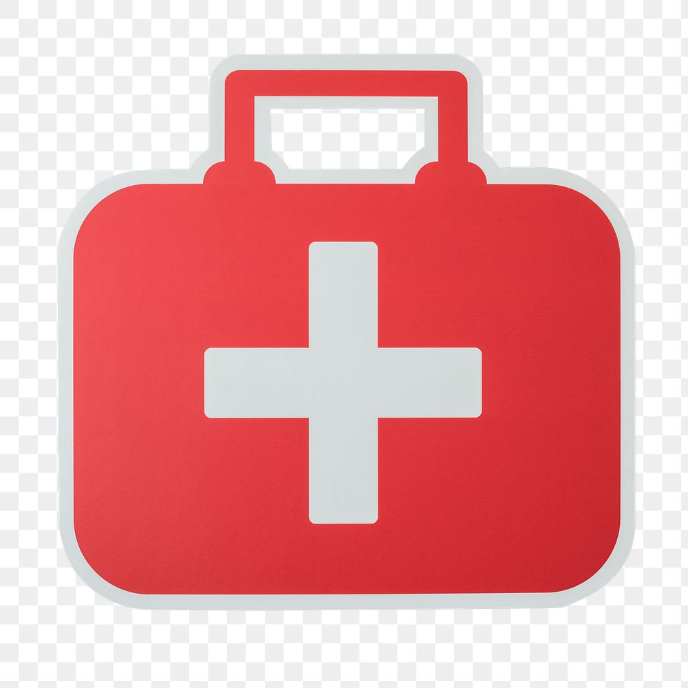 PNG First aid bag icon sticker transparent background