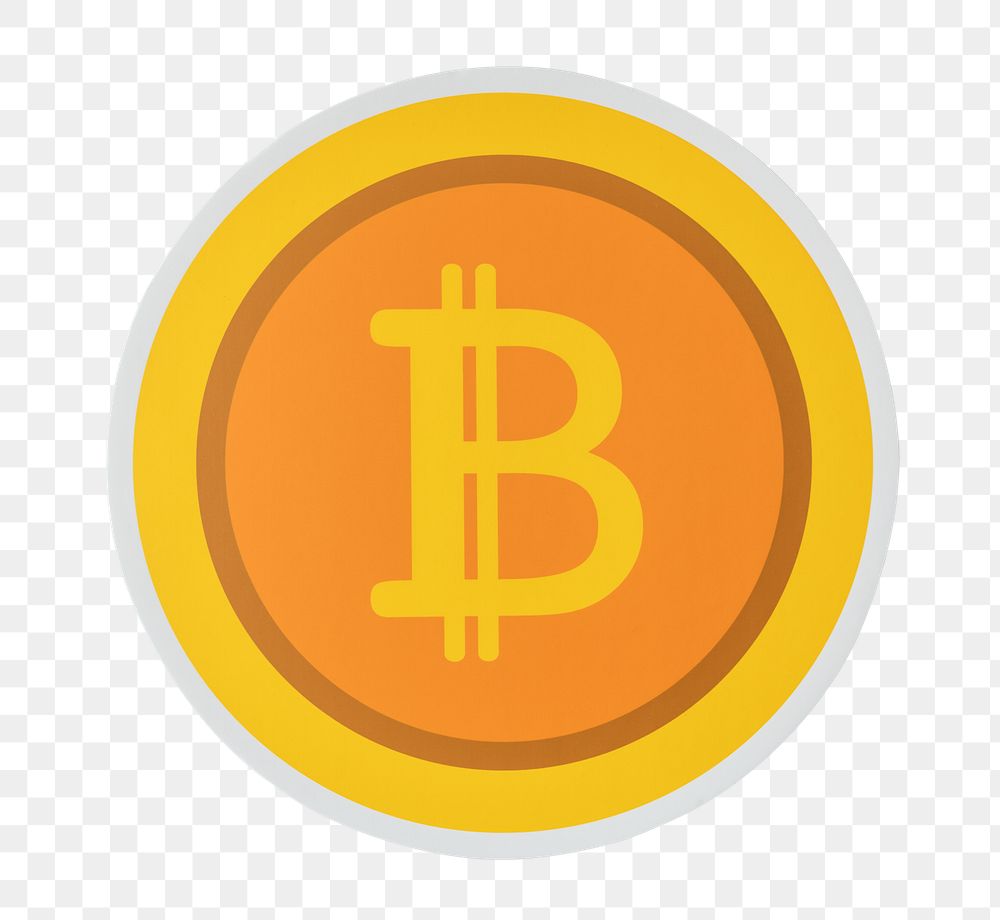 PNG Golden bitcoin cryptocurrency icon  sticker transparent background