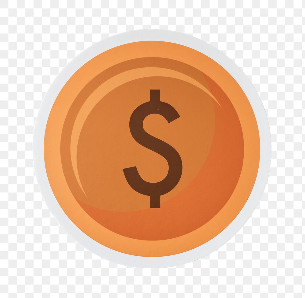 PNG dollar coin icon sticker transparent background