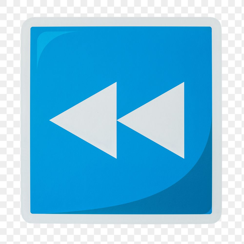 PNG  rewind button  icon sticker transparent background
