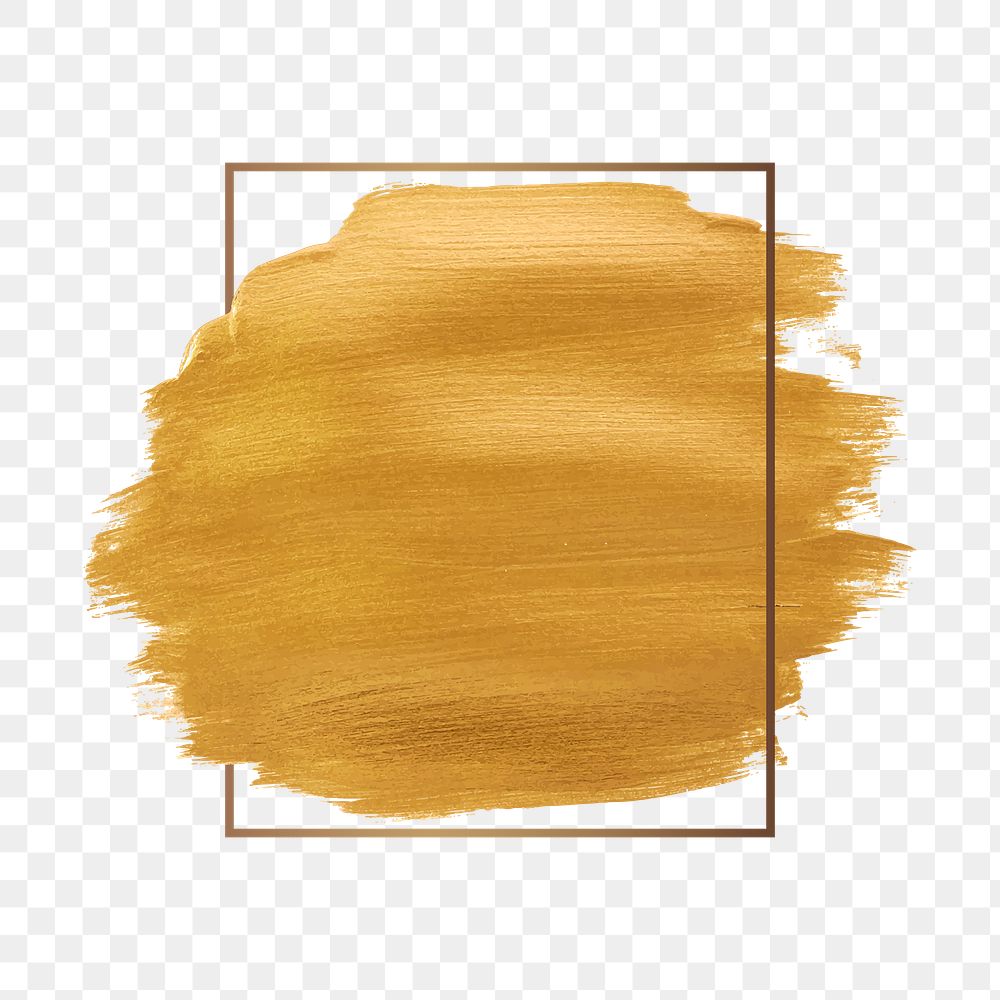 Gold paint stroke png texture  badge, transparent background