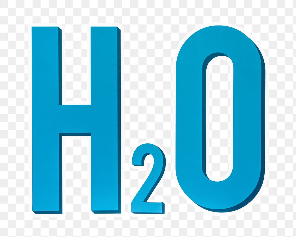 Png H2O water chemical formula icon, transparent background