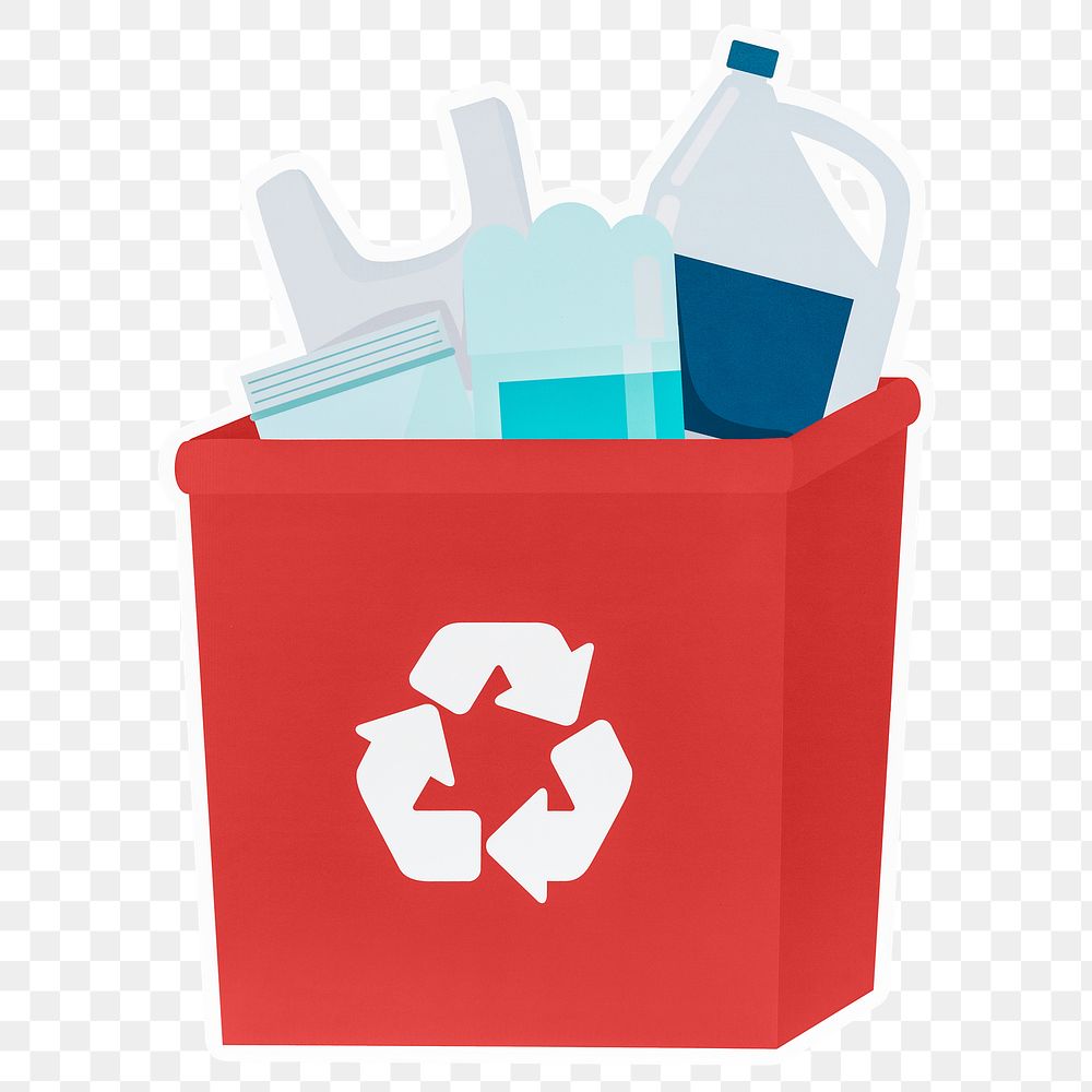 PNG red recycle bin sticker transparent background