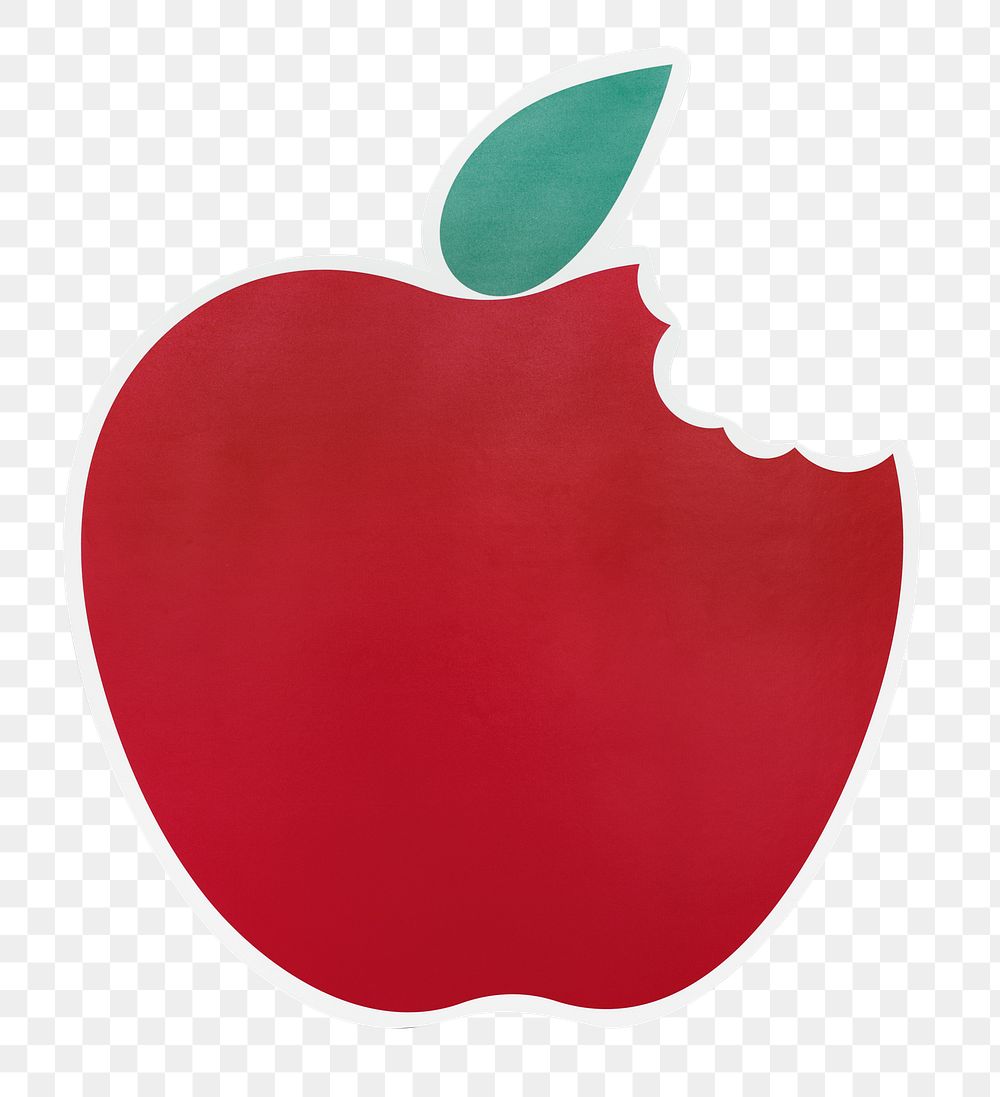 PNG Red bitten apple icon sticker  transparent background