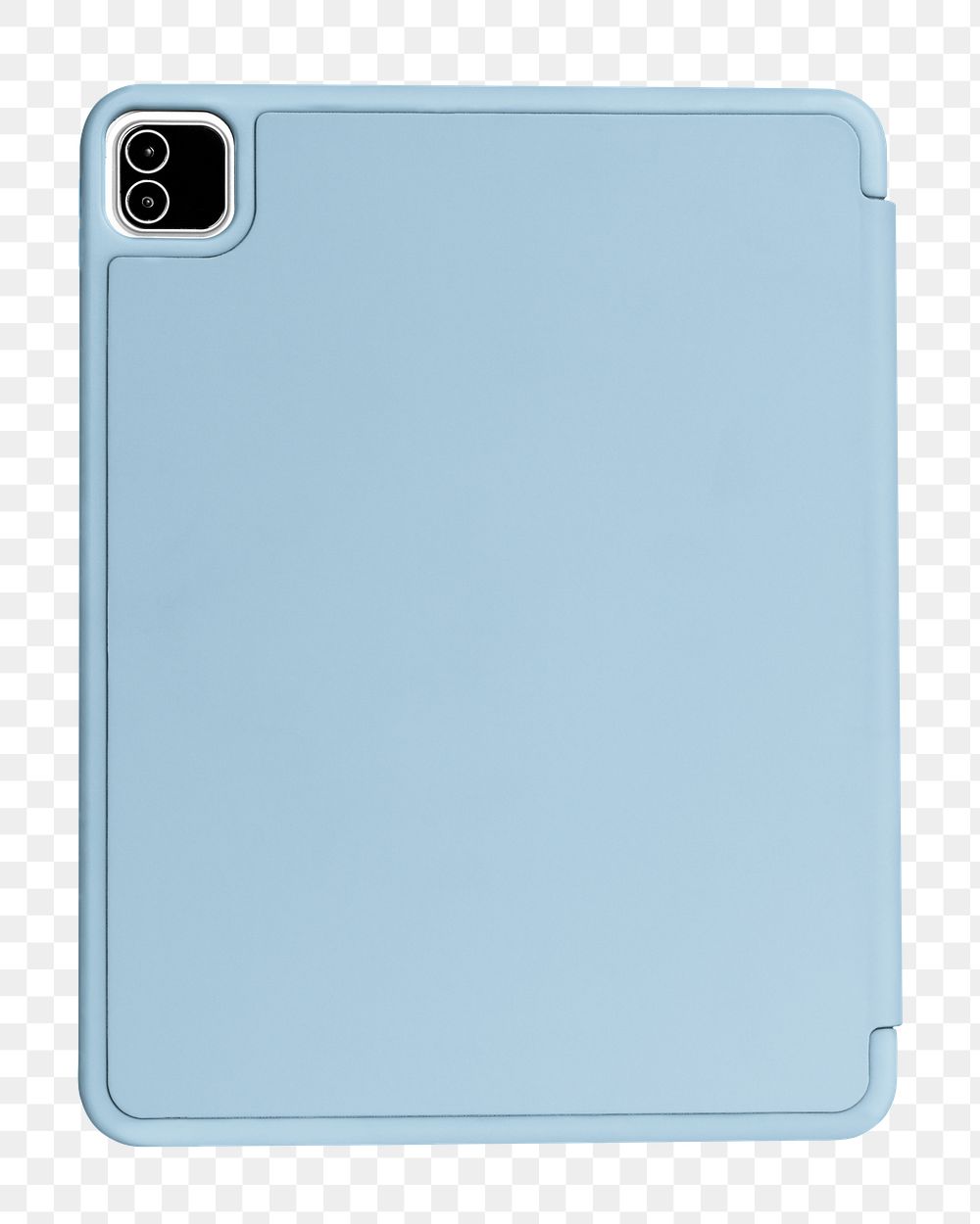 Blue tablet case png rear view, transparent background