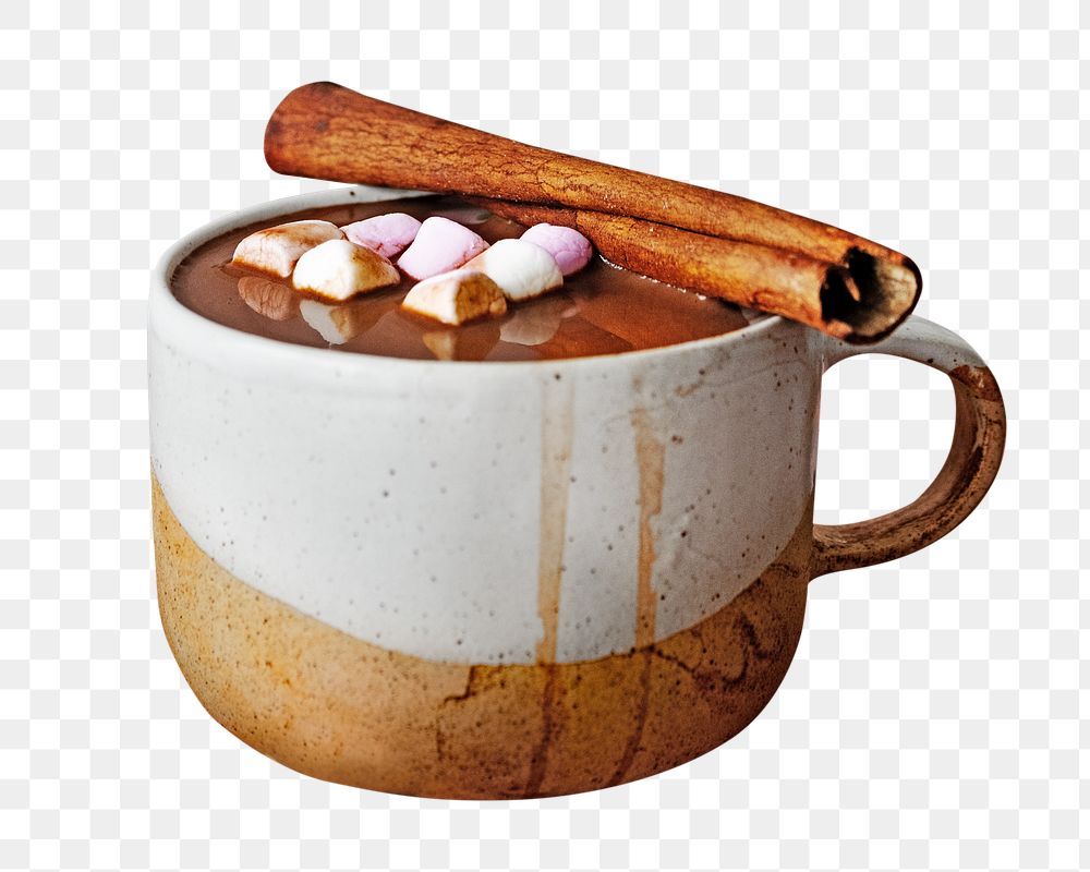 PNG Marshmallows dipped in hot chocolate, collage element, transparent background