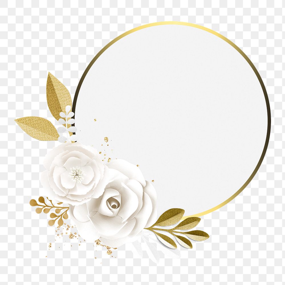 Flower frame png element, transparent background