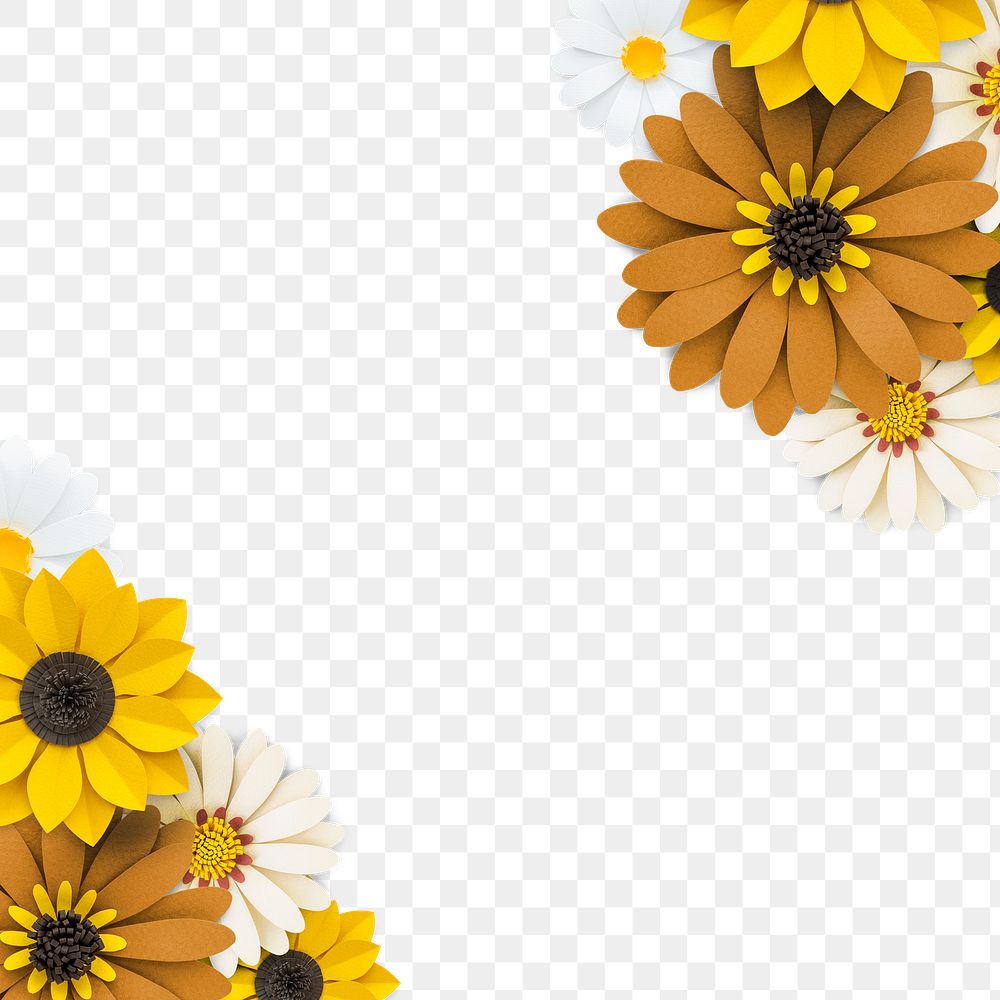 Flower border png element, transparent background