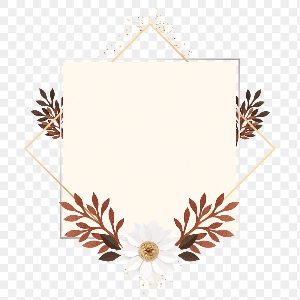 Flower frame png element, transparent background