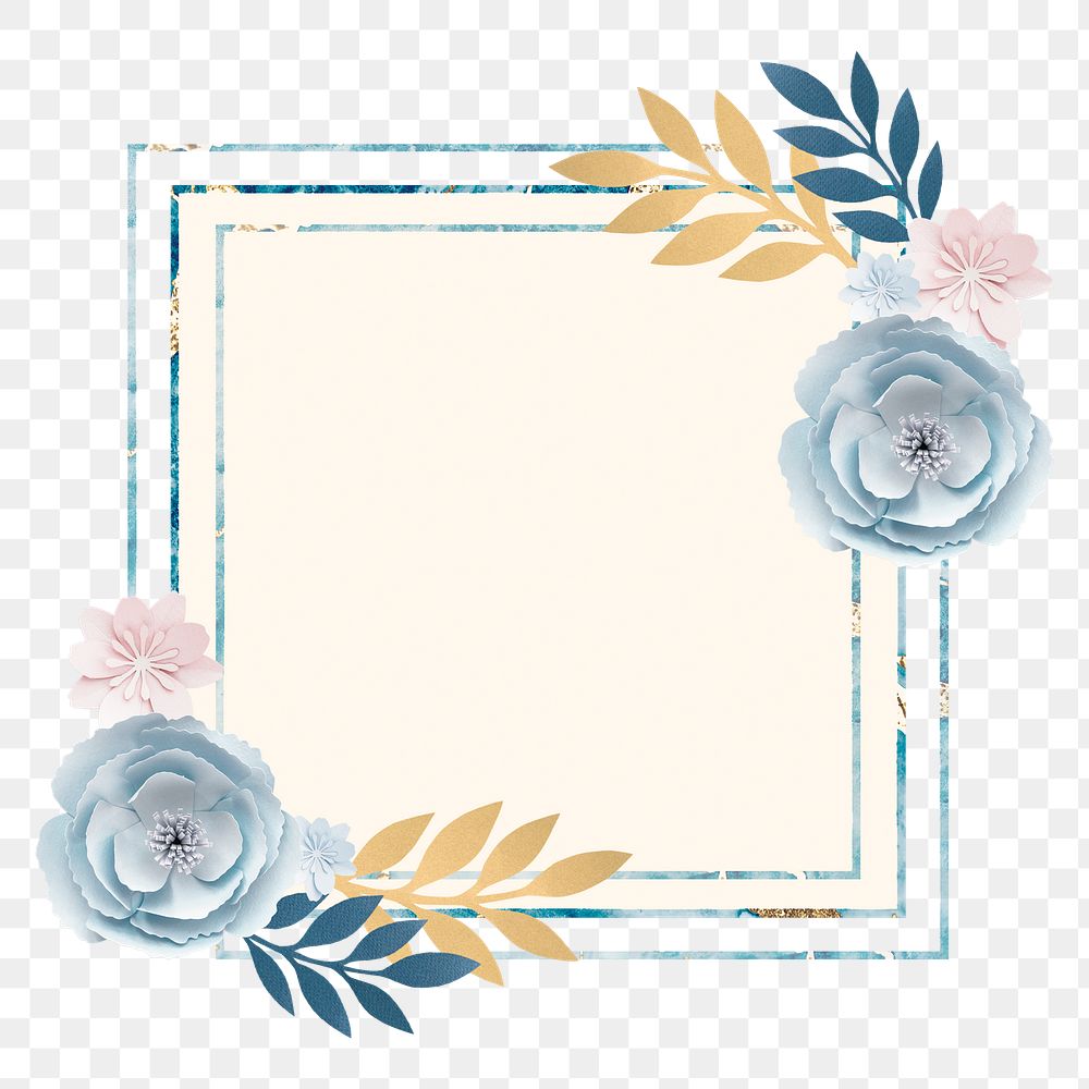 Flower frame png element, transparent background