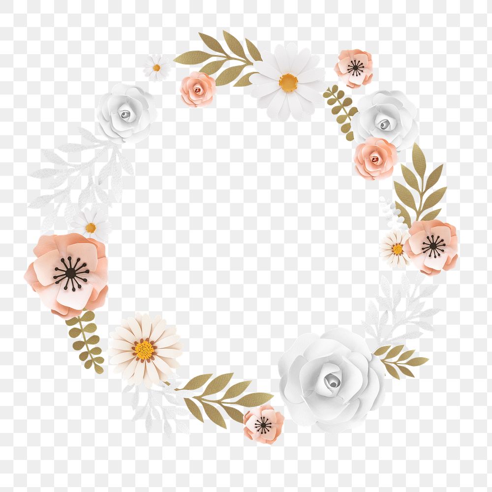 Flower frame png element, transparent background