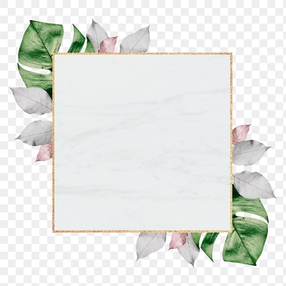 Leaf frame png element, transparent background