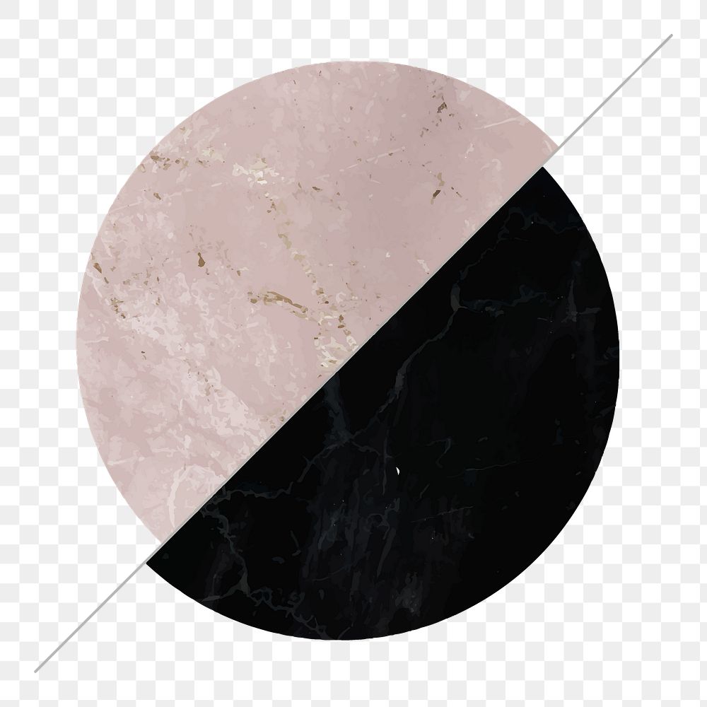 Pink and black two-tone circle png, transparent background