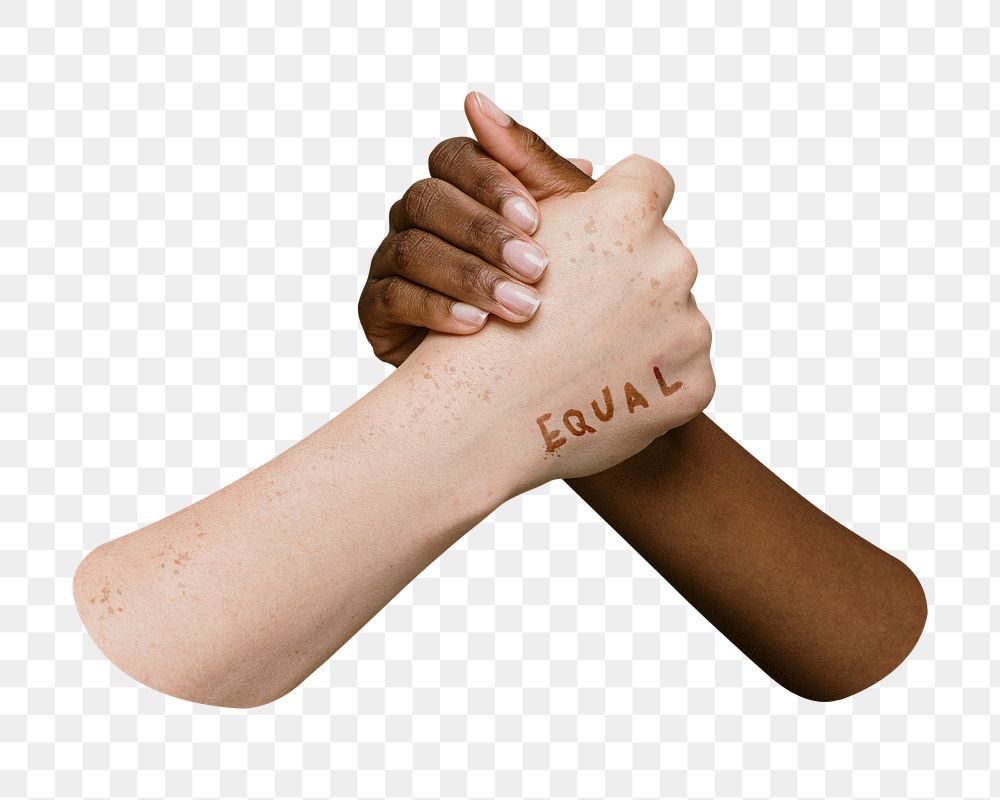 Diverse people png holding hands on transparent background