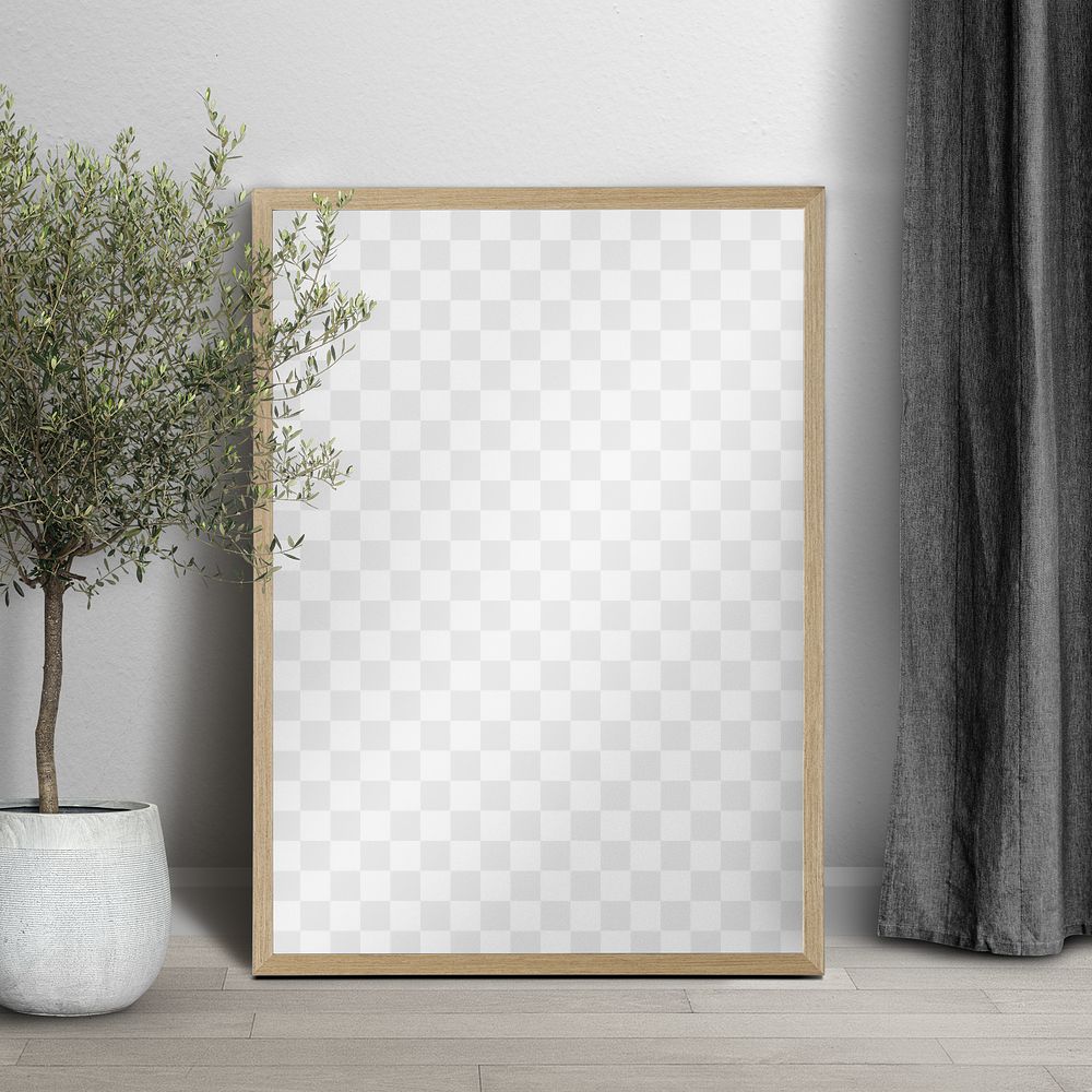 Wooden picture frame png mockup , home interior design, transparent design