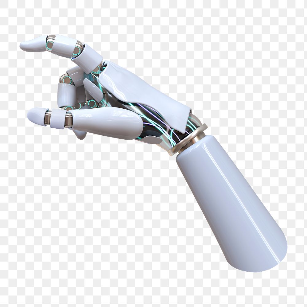 Robotic hand png on transparent background