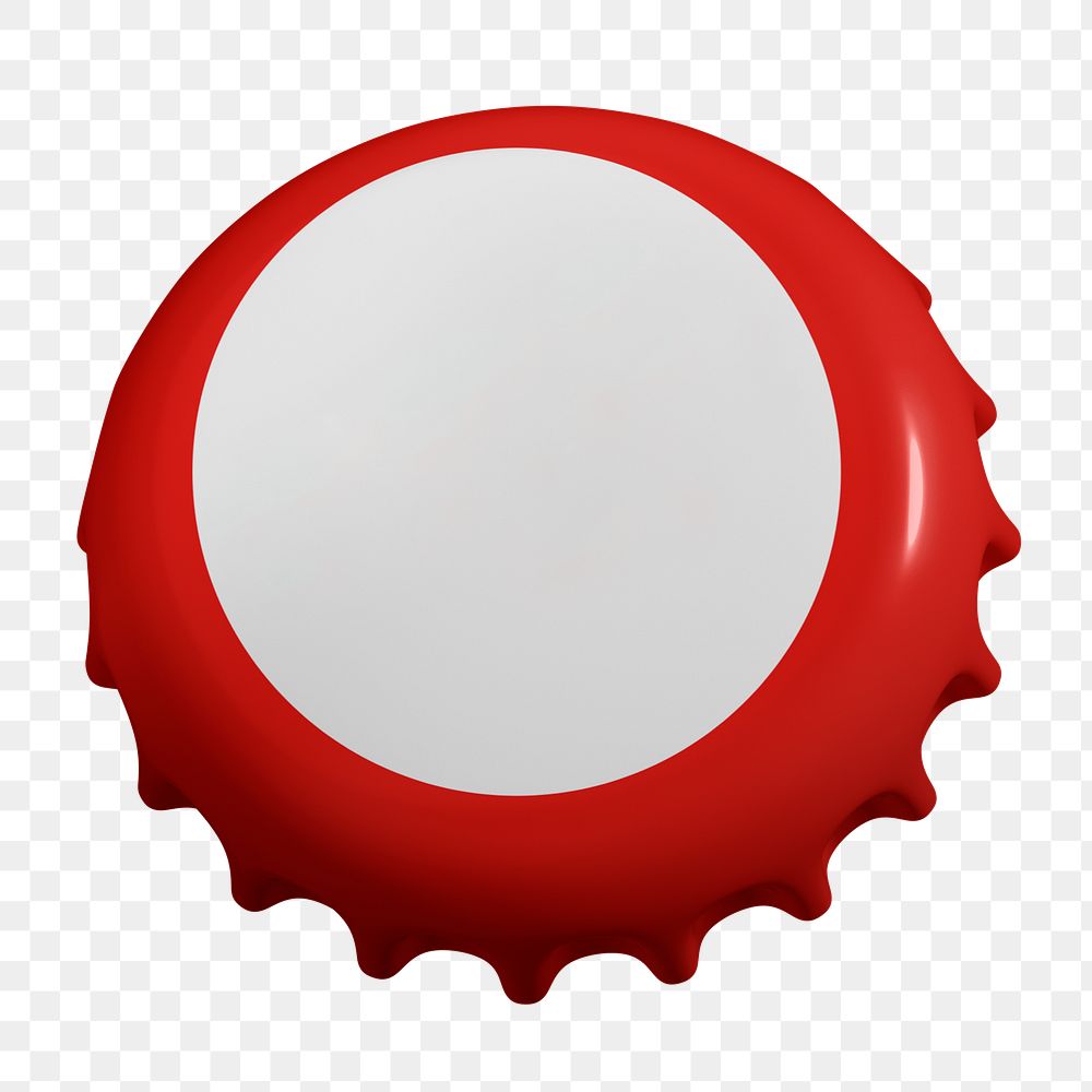 Bottle cap png white & red, transparent background