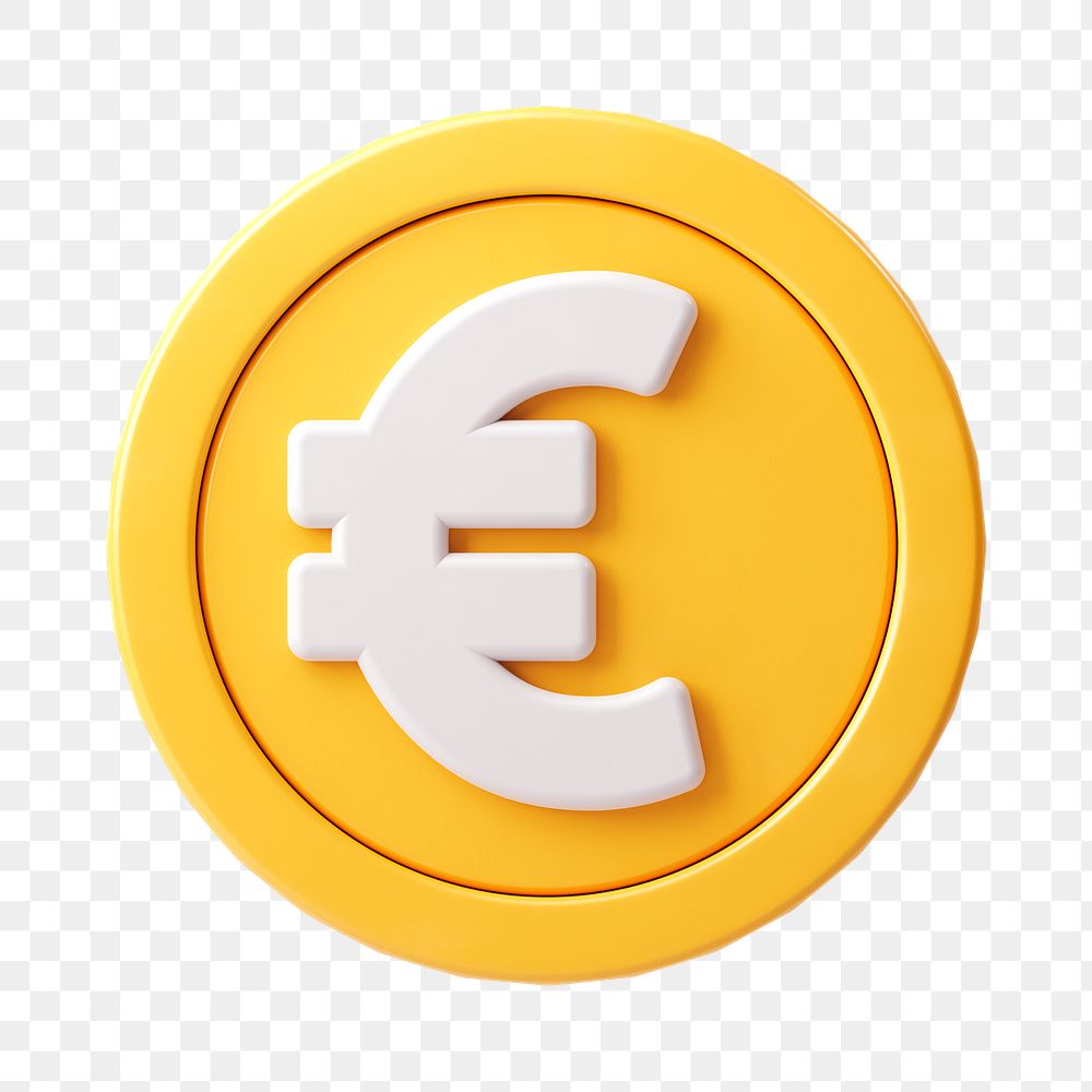 Euro coin png, 3D sticker, European currency exchange on transparent background