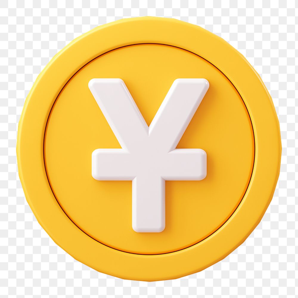 Yuan coin png, 3D sticker, Chinese currency exchange on transparent background