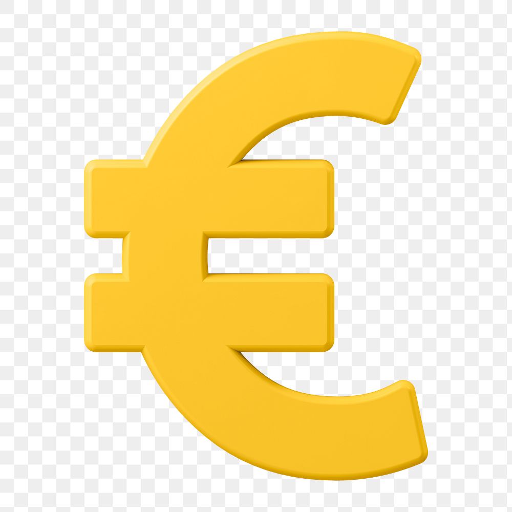 Euro png sign clipart, money currency exchange 3D on transparent background