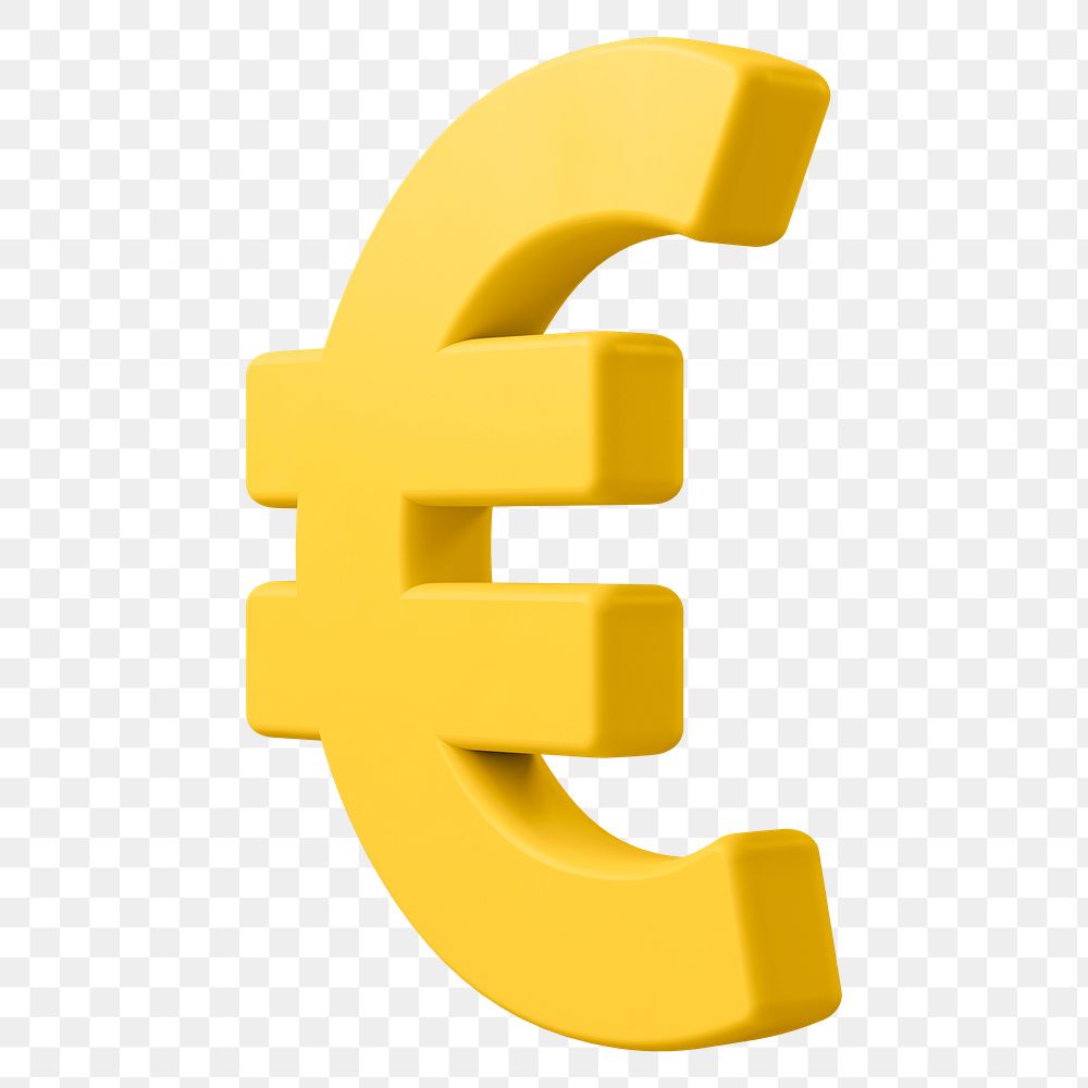 Euro png sign clipart, money currency exchange 3D on transparent background