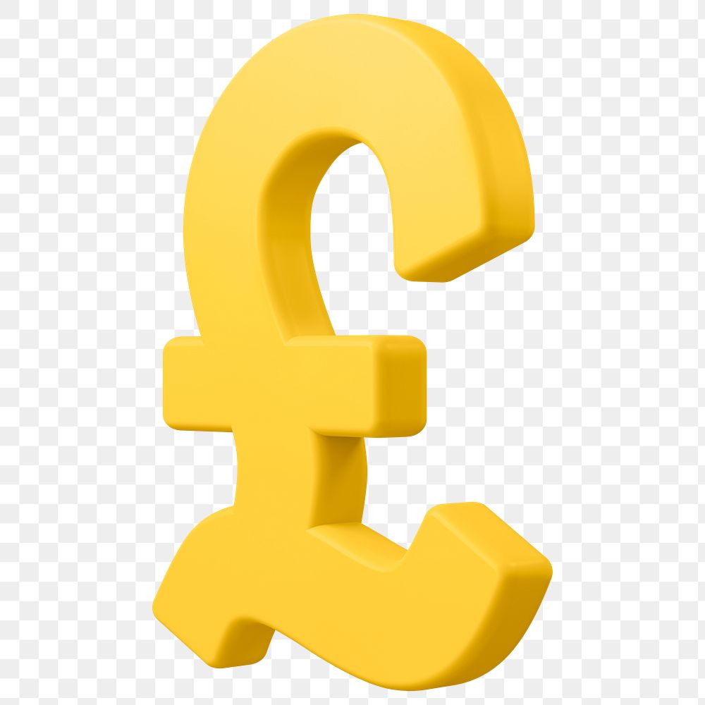 British Pound png sign clipart, money currency exchange 3D on transparent background