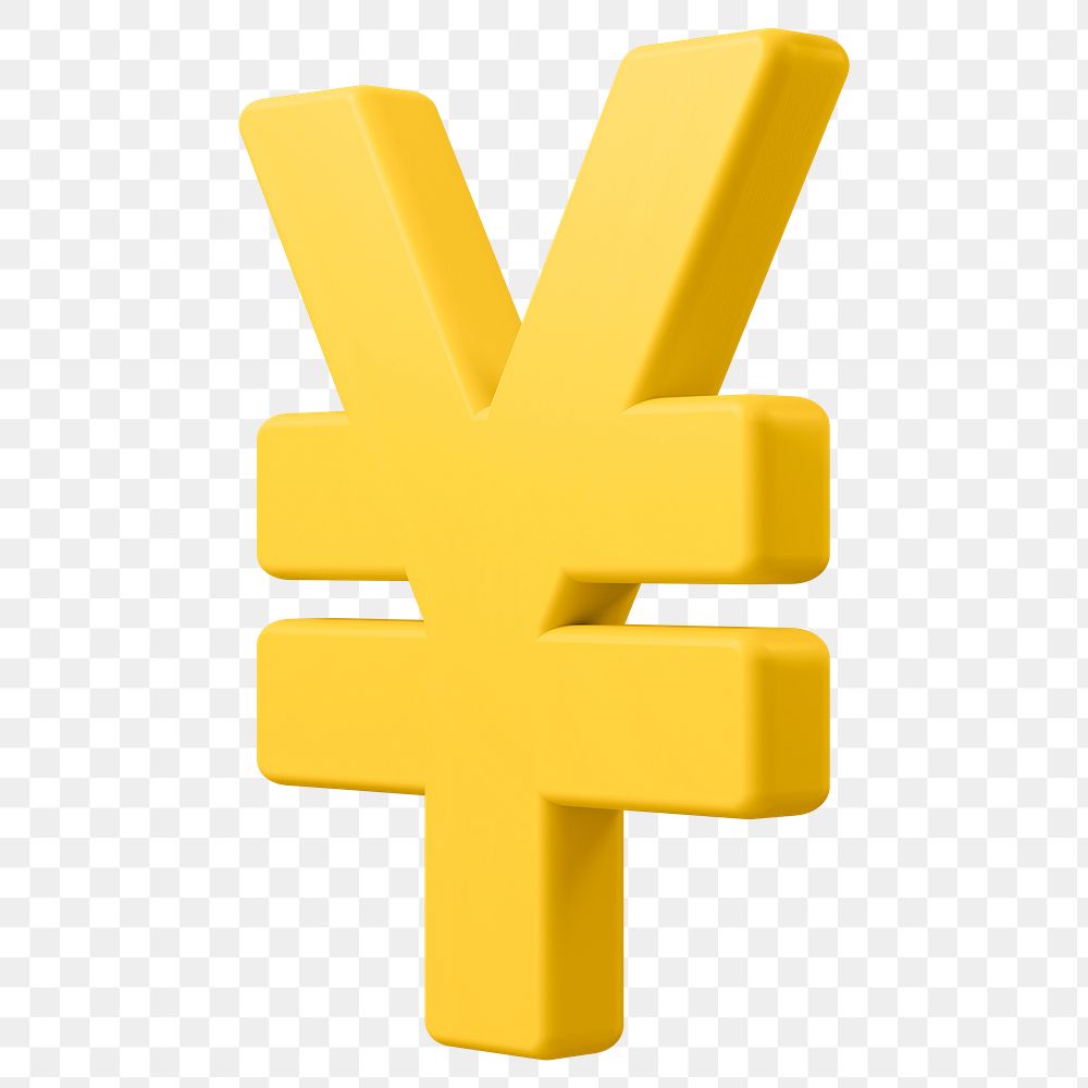 Japanese Yen png sign clipart, money currency exchange 3D on transparent background