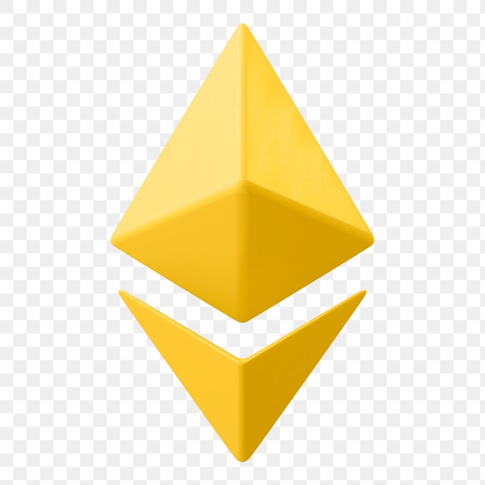 3D Ethereum png blockchain cryptocurrency icon, open-source finance