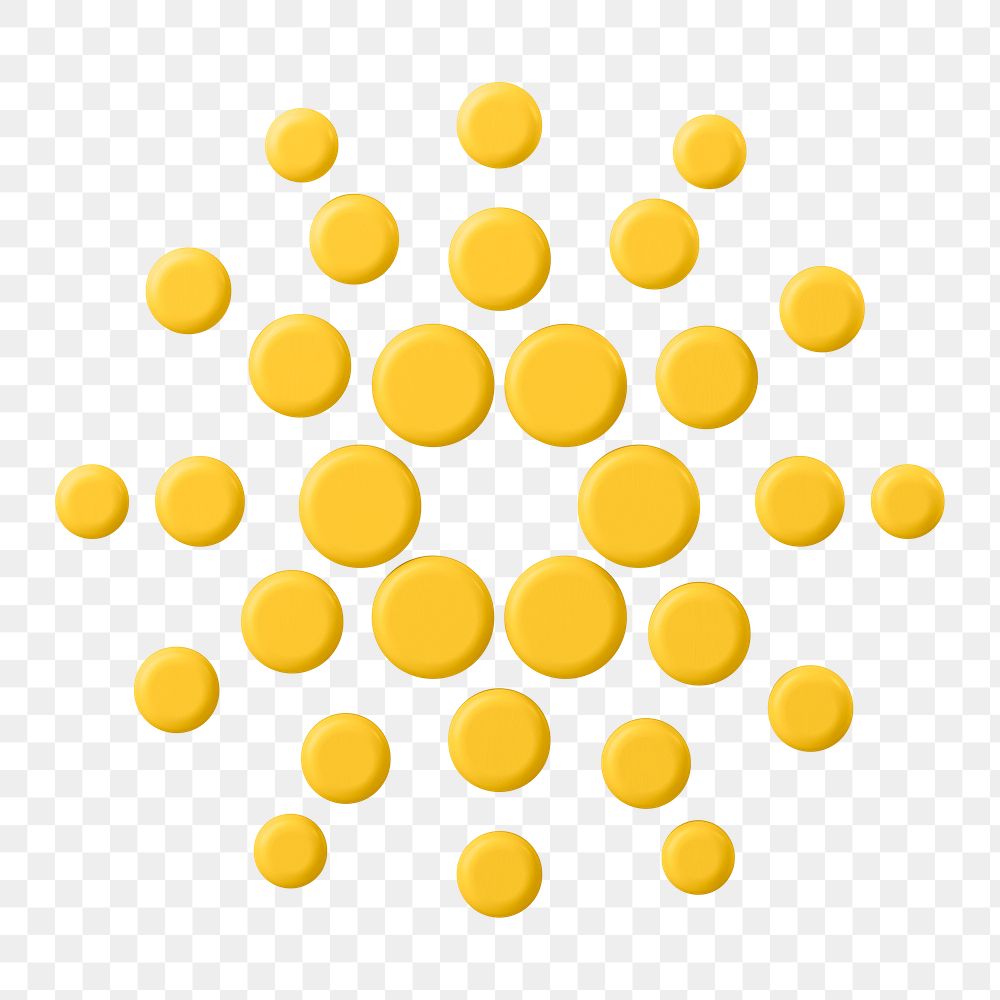 3D Cardano png blockchain cryptocurrency icon, open-source finance