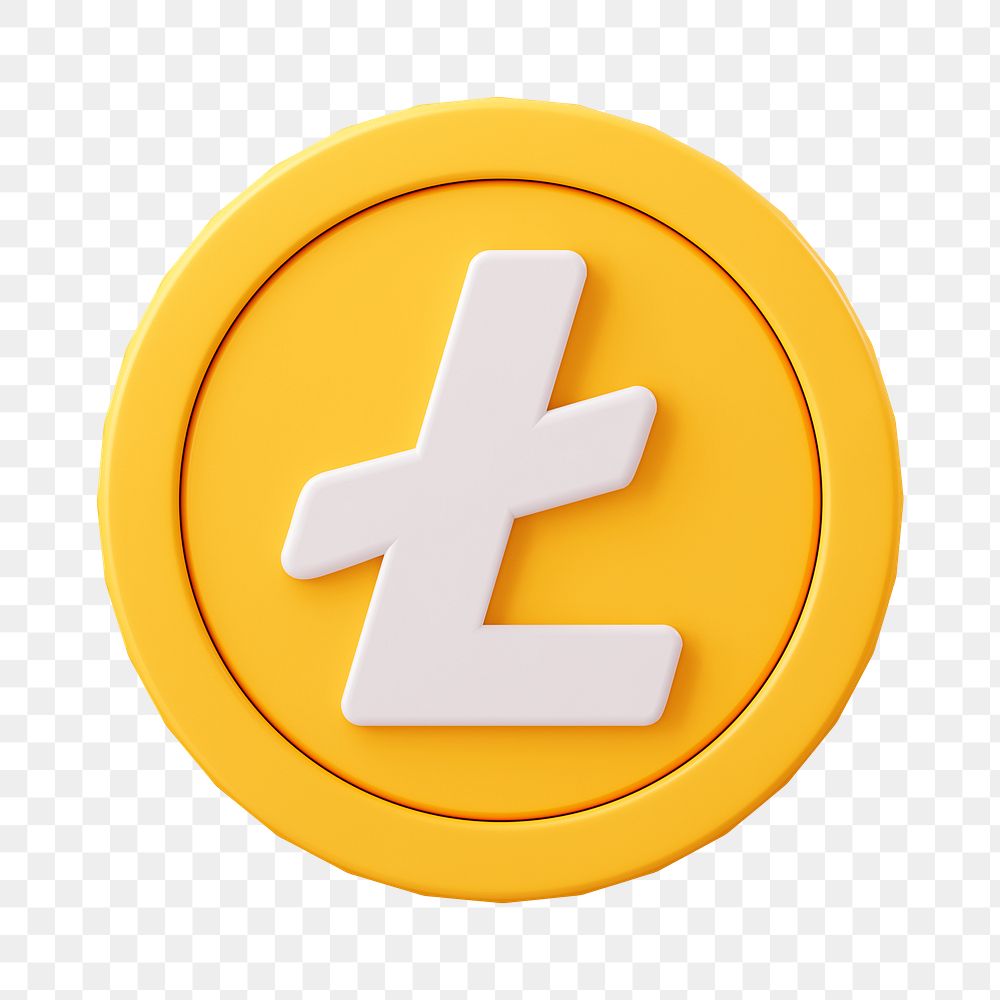 3D Litecoin png blockchain cryptocurrency icon, open-source finance