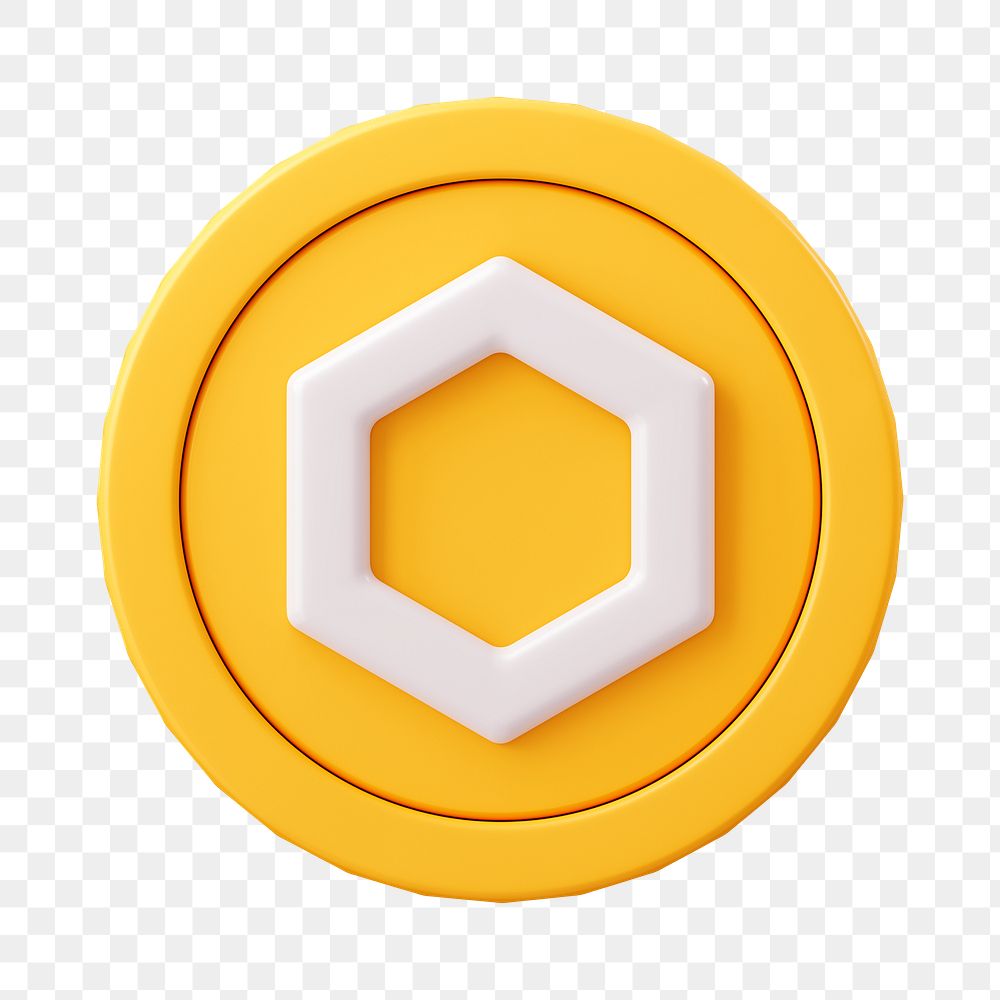 3D Chainlink png blockchain cryptocurrency icon, open-source finance