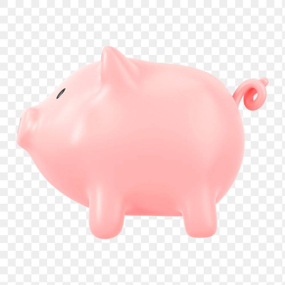 Piggy bank png 3D clipart, savings & finance graphic on transparent background