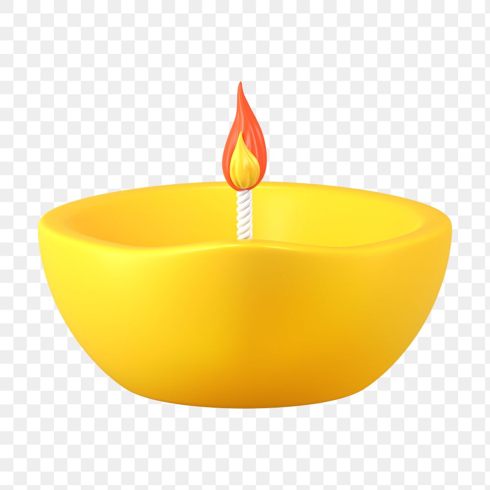 Oil lamp png, Diwali clipart, 3D illustration on transparent background