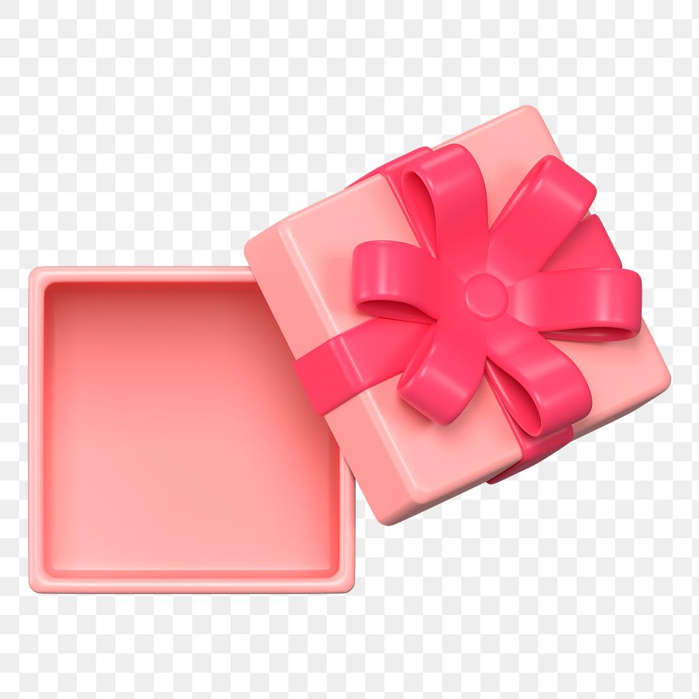 Pink gift box png sticker, 3d birthday graphic on transparent background