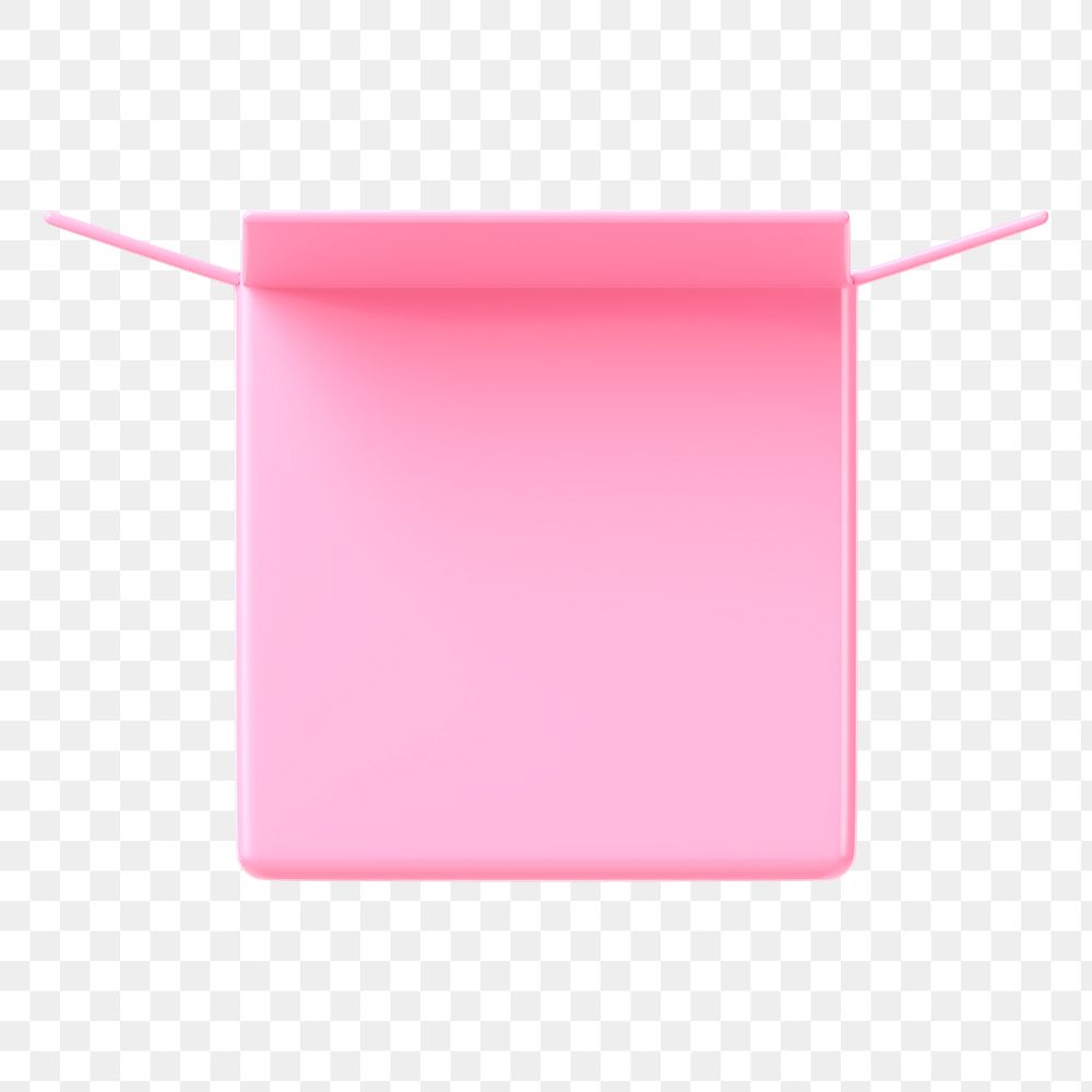 Pink open box png, 3D package delivery illustration on transparent background
