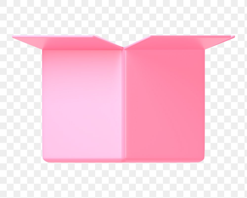 Pink open box png, 3D package delivery illustration on transparent background