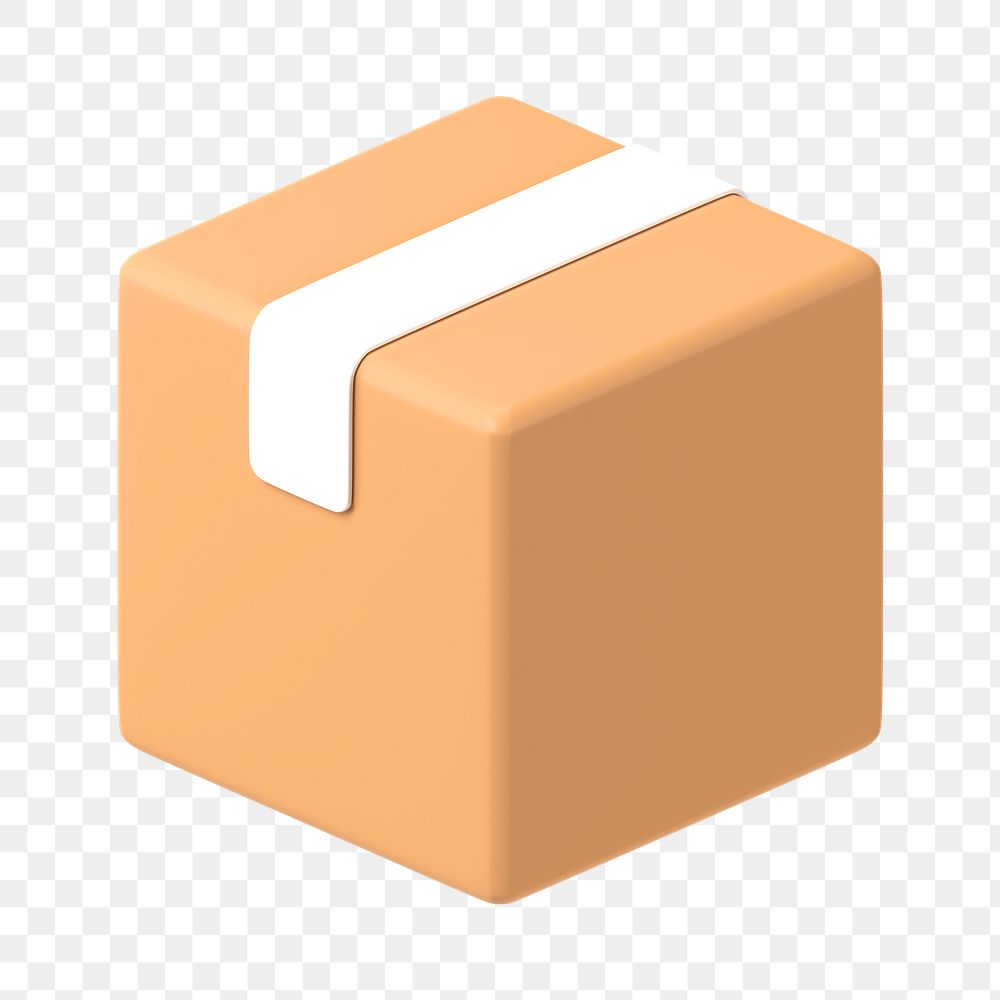 Parcel box png, 3D rendering delivery object illustration on transparent background