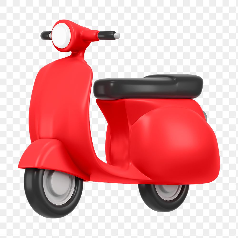 Red motorcycle png, 3D EV vehicle illustration on transparent background