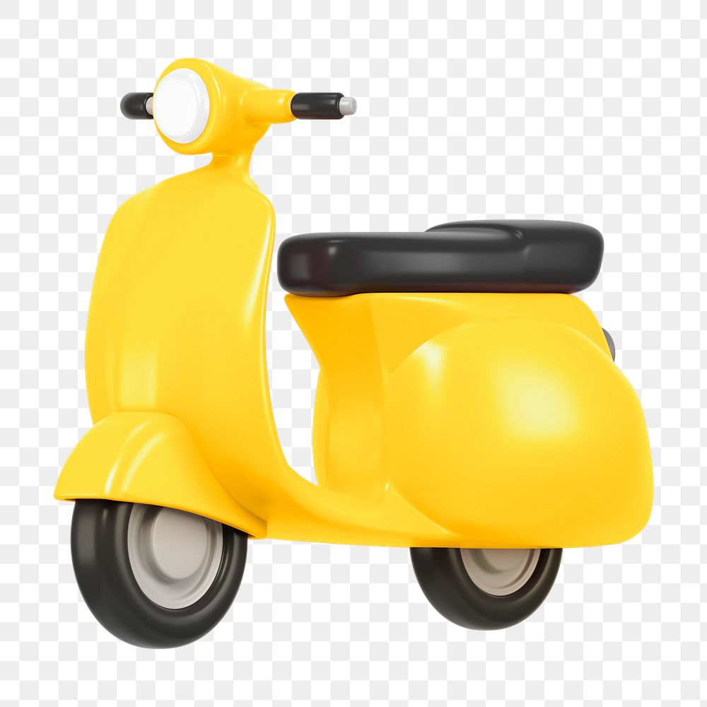 Yellow motorcycle png, 3D EV vehicle illustration on transparent background