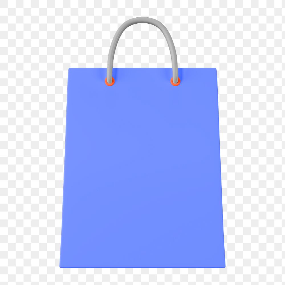 Purple shopping png bag, 3D object illustration on transparent background