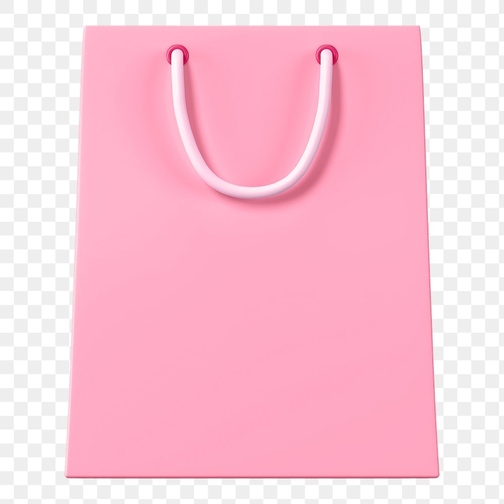 Pink shopping png bag, 3D object illustration on transparent background