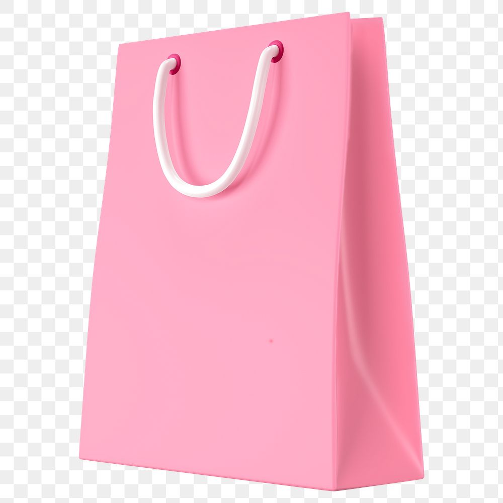 Pink shopping png bag, 3D object illustration on transparent background