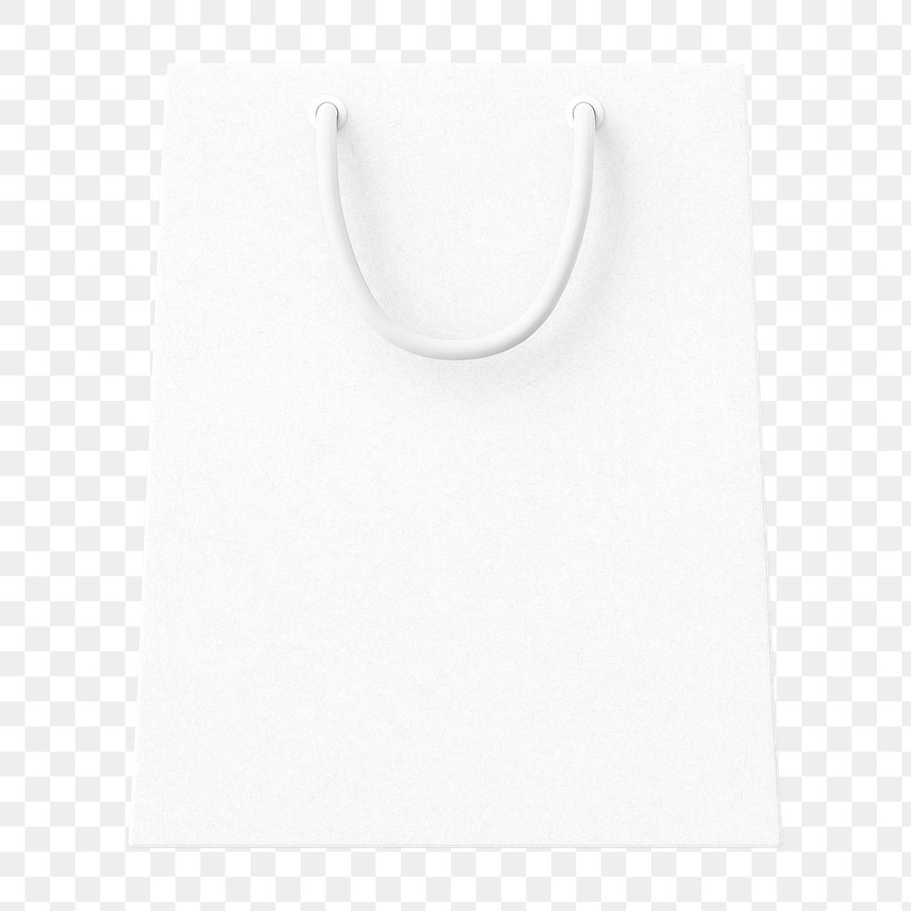 White shopping png bag, 3D object illustration on transparent background