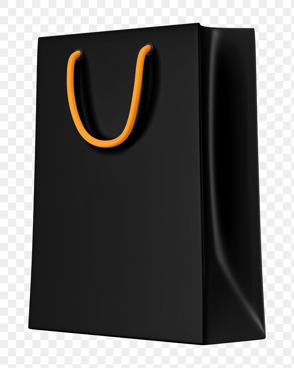 Black shopping png bag, 3D object illustration on transparent background